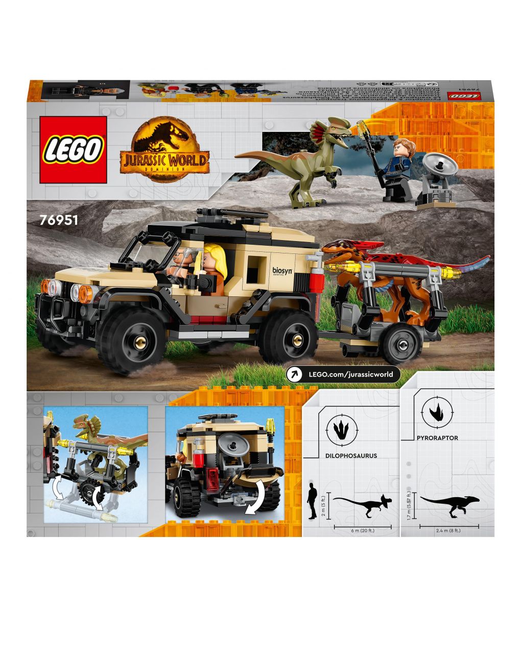 Transporte do piroraptor e dilophosaurus 76951 - mundo jurássico de lego - Lego Jurassic Park/W