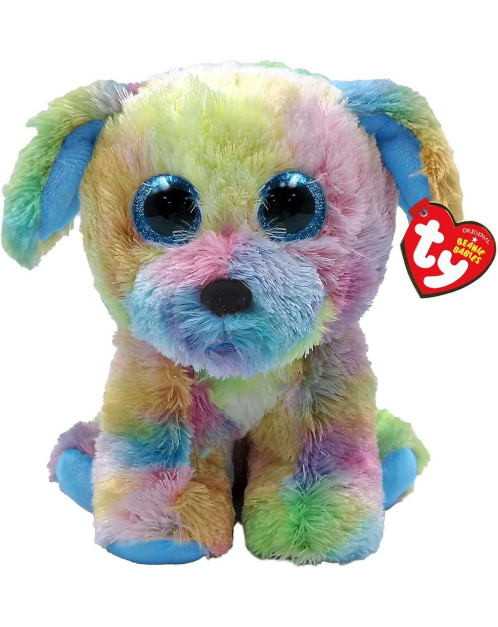 Max o cão de pelúcia arco-íris com olhos azuis brilhantes 15 cm - ty - Ty