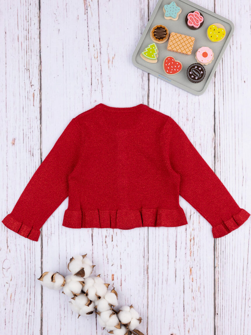 Cardigã de tricot vermelho de menina - Prénatal