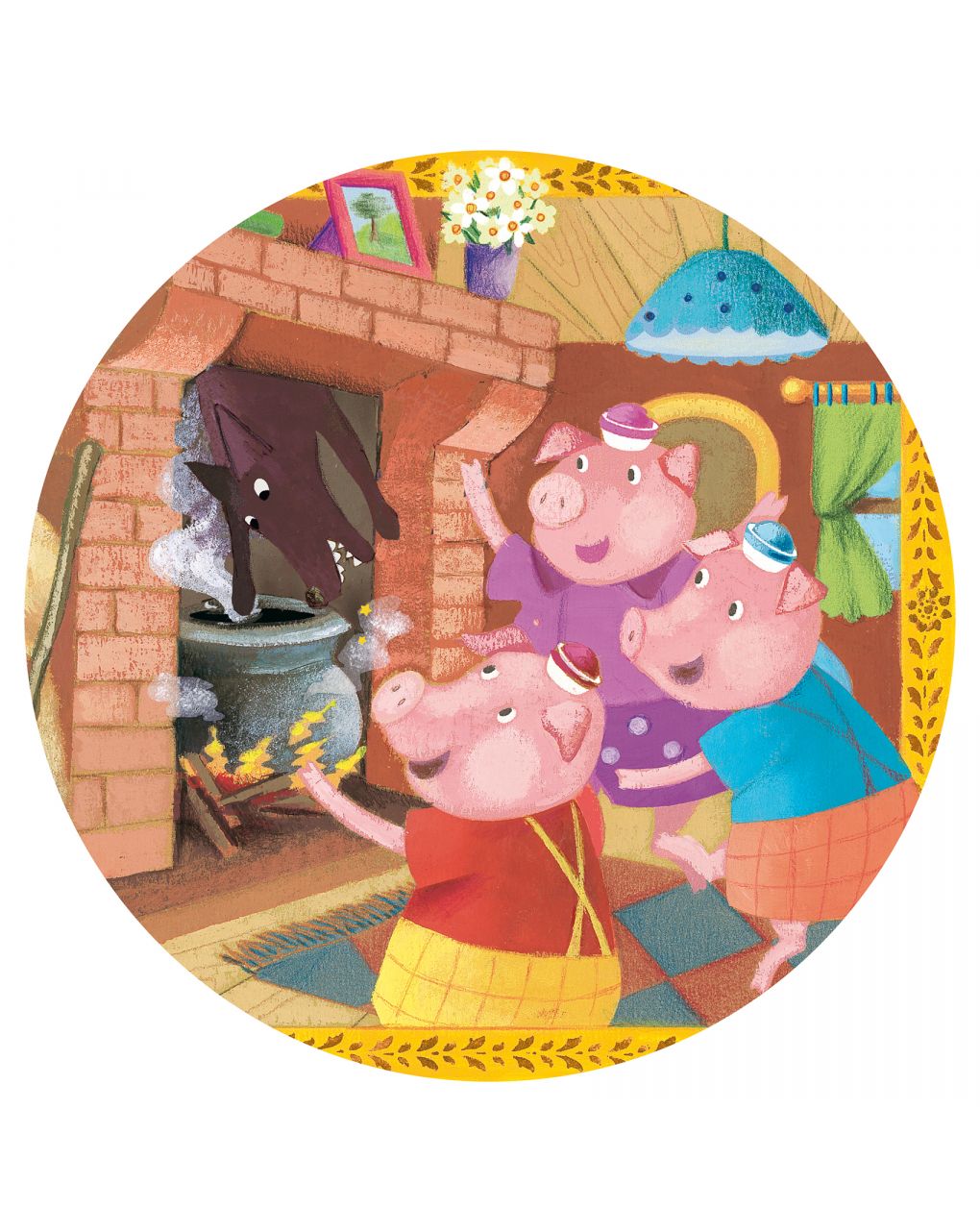 Puzzle em forma de 24 azulejos os 3 porquinhos - djeco - Djeco