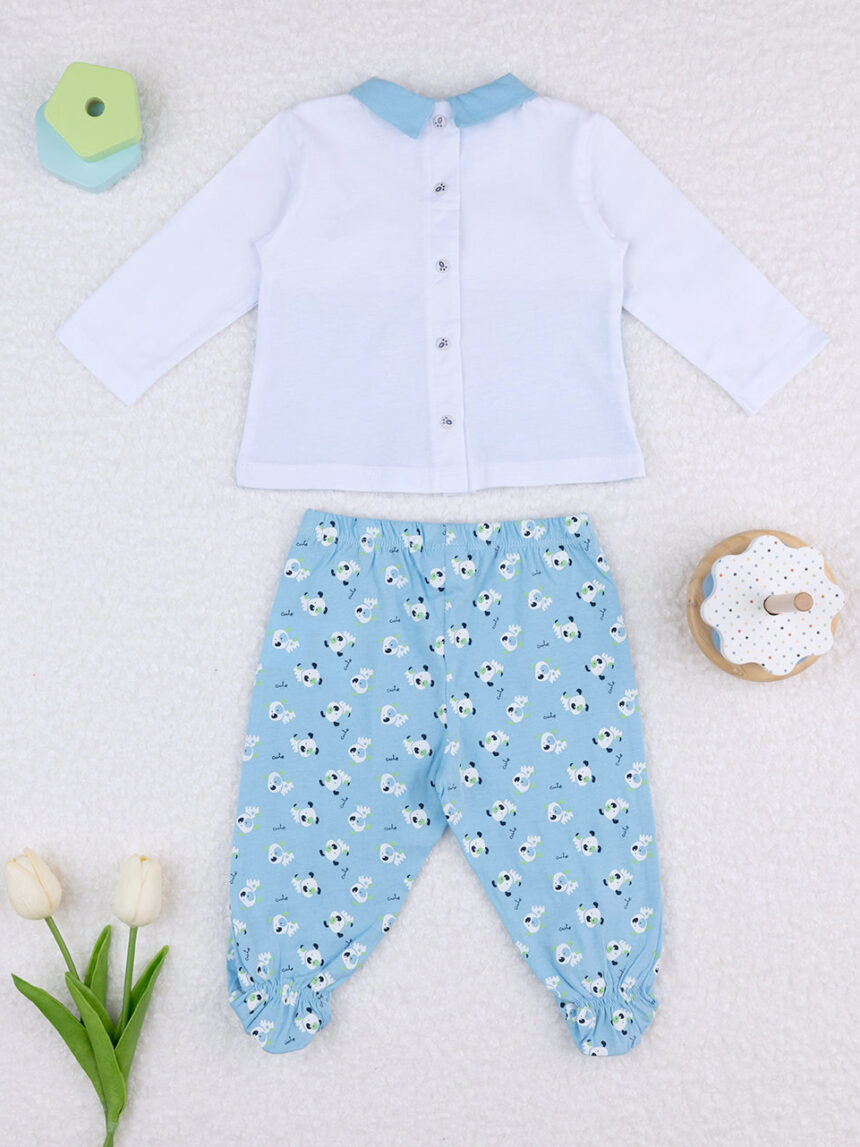 Conjunto branco/azul em camisola para bebé - Prénatal