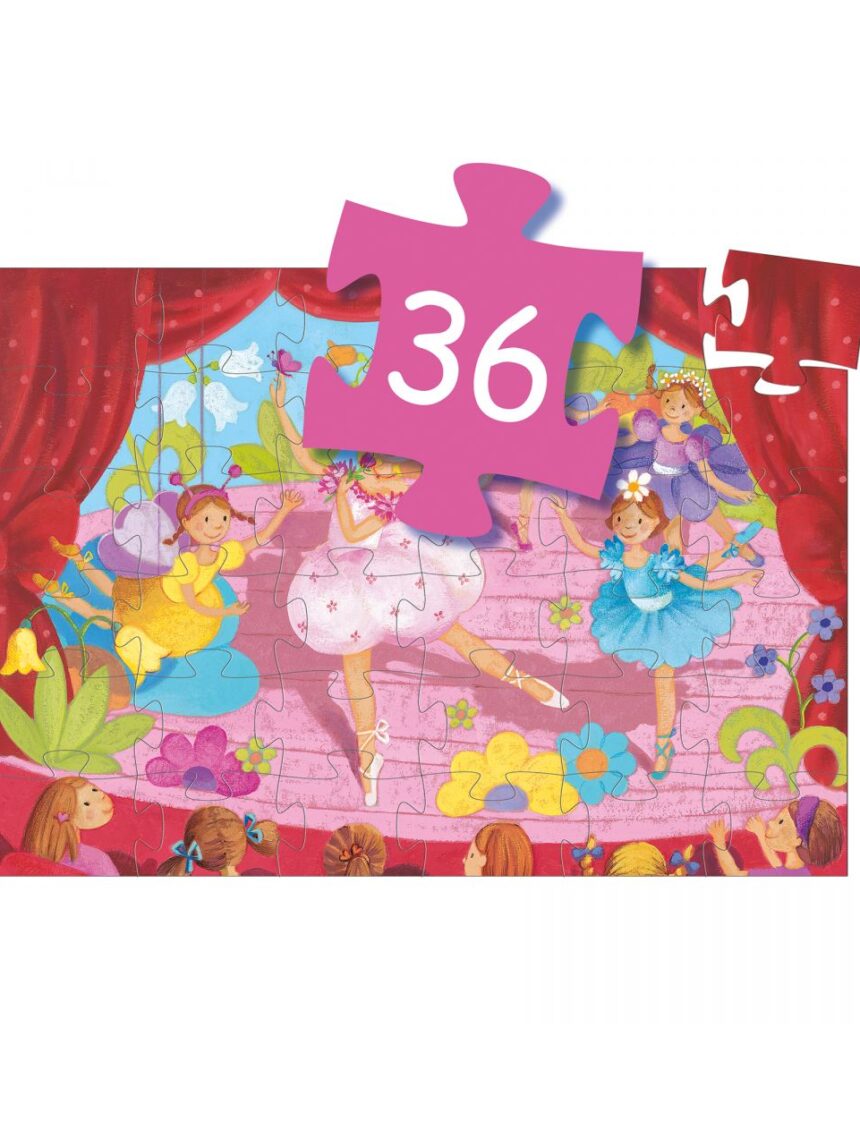 Puzzle sagomato 36 tessere a bailarina com a flor - djeco - Djeco
