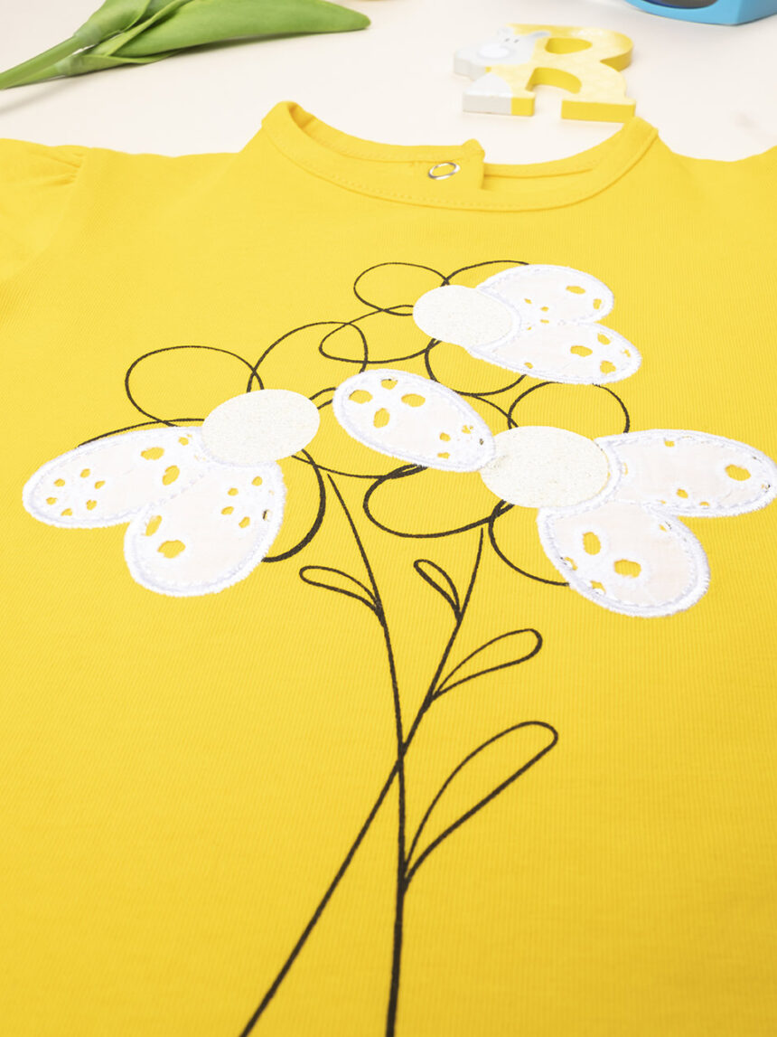 T-shirt rapariga "flor" amarela - Prénatal