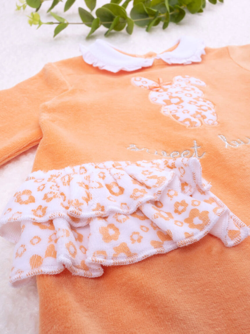 Fato de dormir chenille laranja para bebé - Prénatal