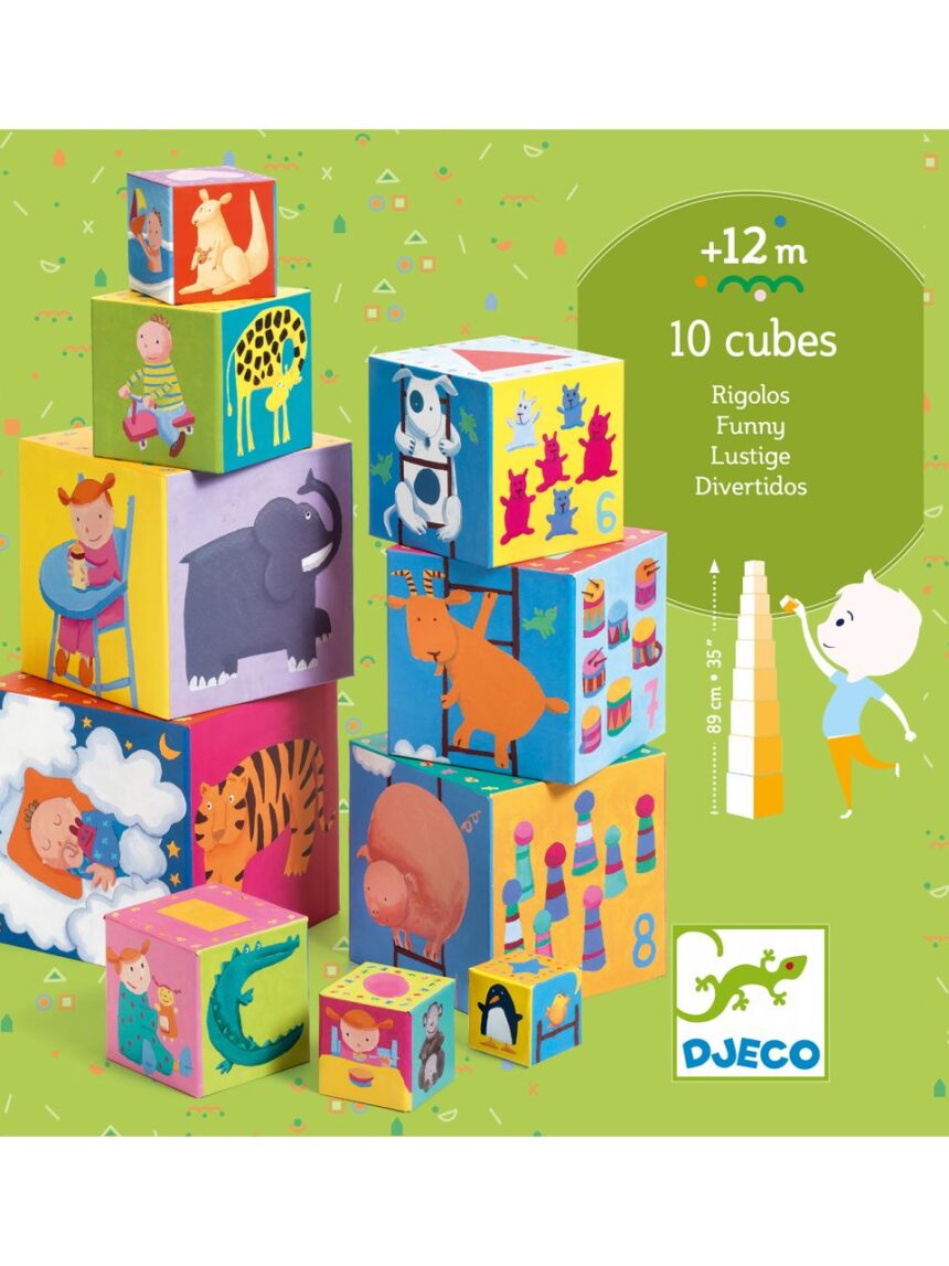 10 cubos de cartão 'rigolo' empilháveis - djeco - Djeco