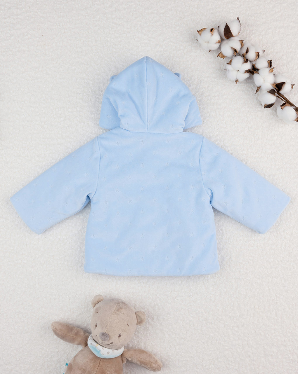 Casaco de chenille de algodão orgânico azul bebé - Prénatal