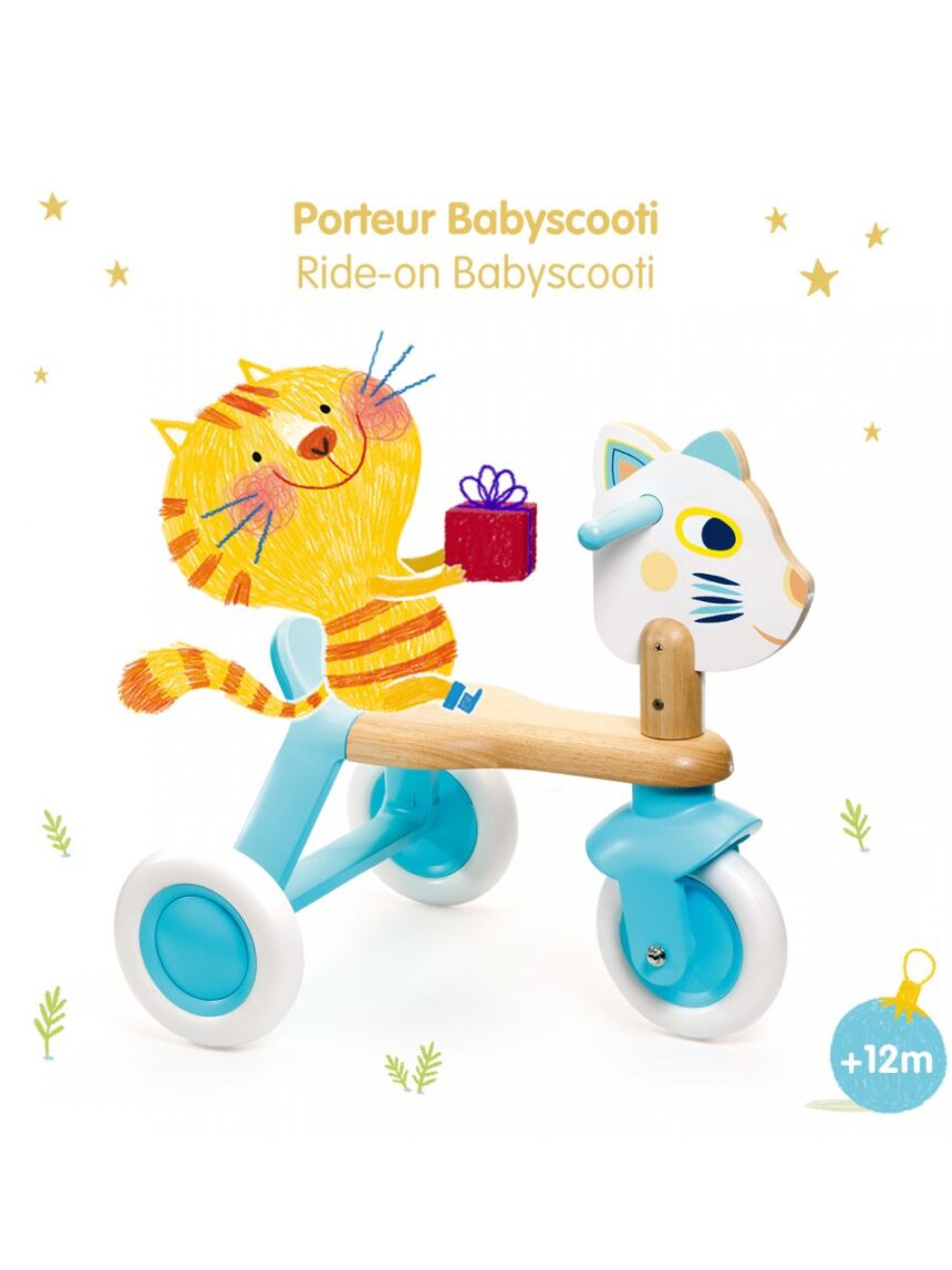Triciclo de gatinhos de madeira babyscooti - djeco - Djeco