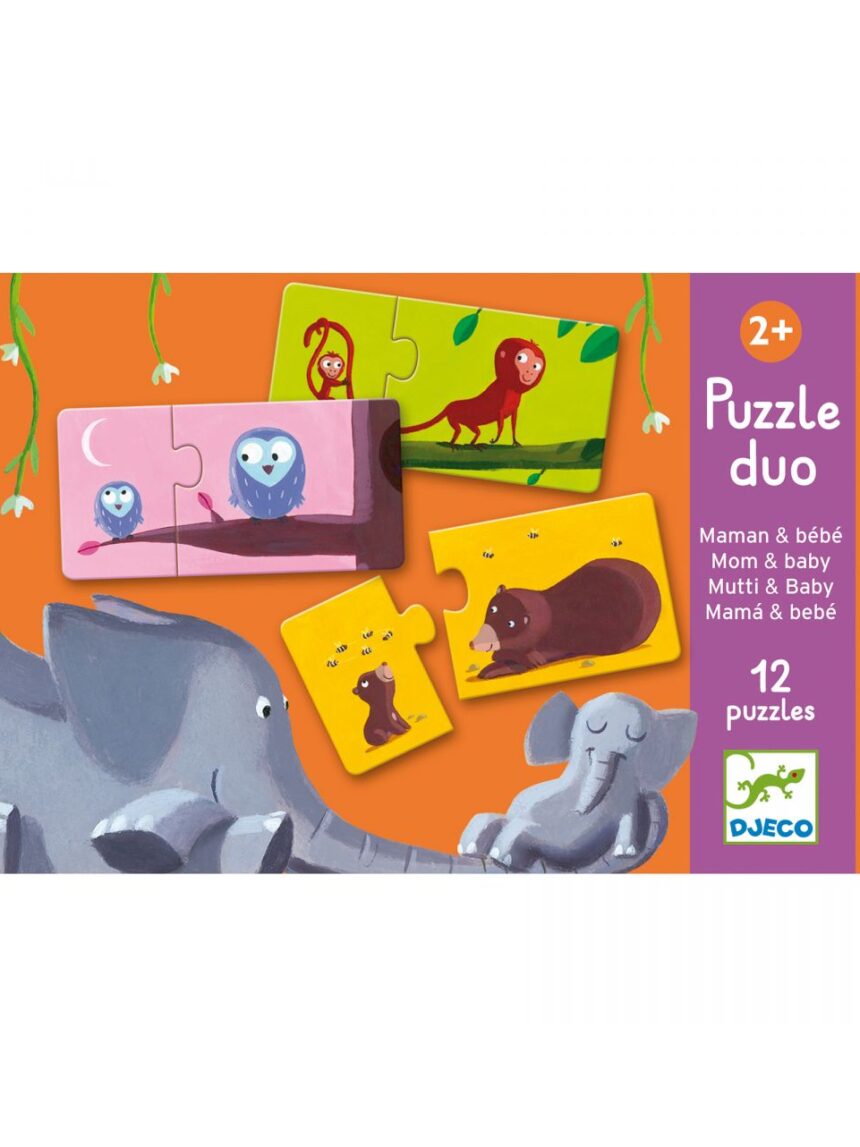 Puzzle duo mãe e bebé 12 puzzles de 2 peças - djeco - Djeco