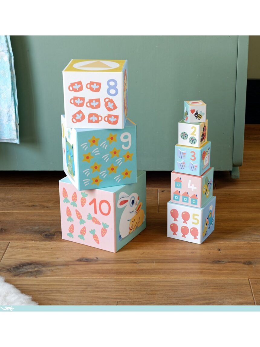 Babybloki 10 cubos de cartão empilháveis - djeco - Djeco