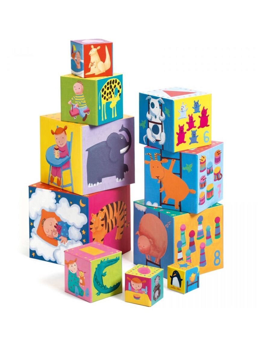 10 cubos de cartão 'rigolo' empilháveis - djeco - Djeco