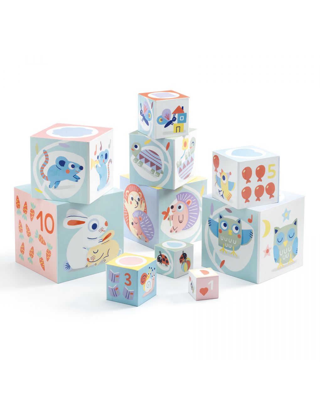 Babybloki 10 cubos de cartão empilháveis - djeco - Djeco