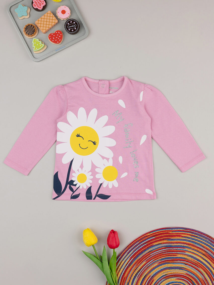 T-shirt bimba "fiori" rosa - Prénatal