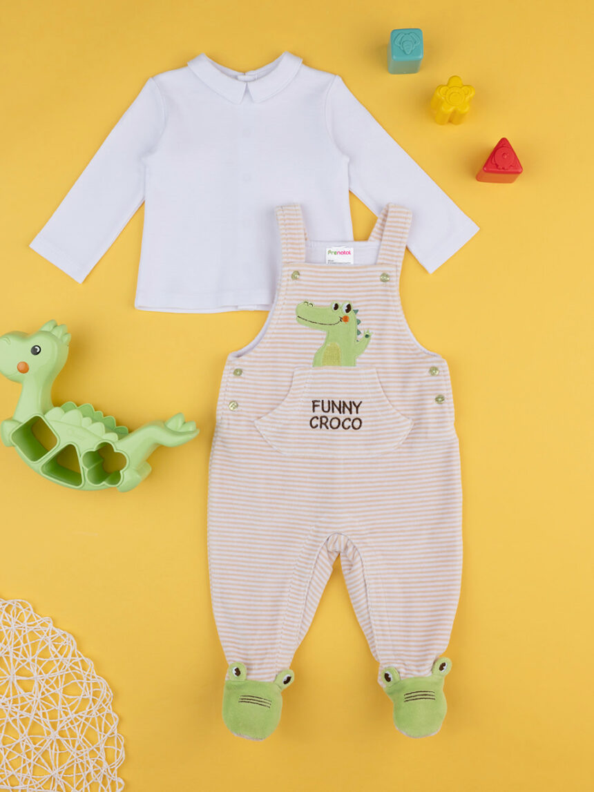 Roupa de "crocodilo" de chenille baby dungaree - Prénatal