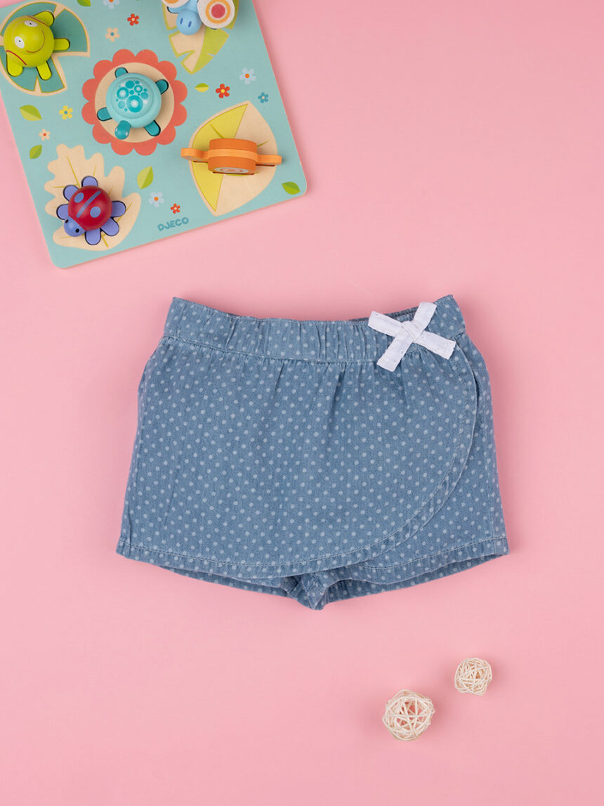 Shorts chambray para raparigas blu denim - Prénatal