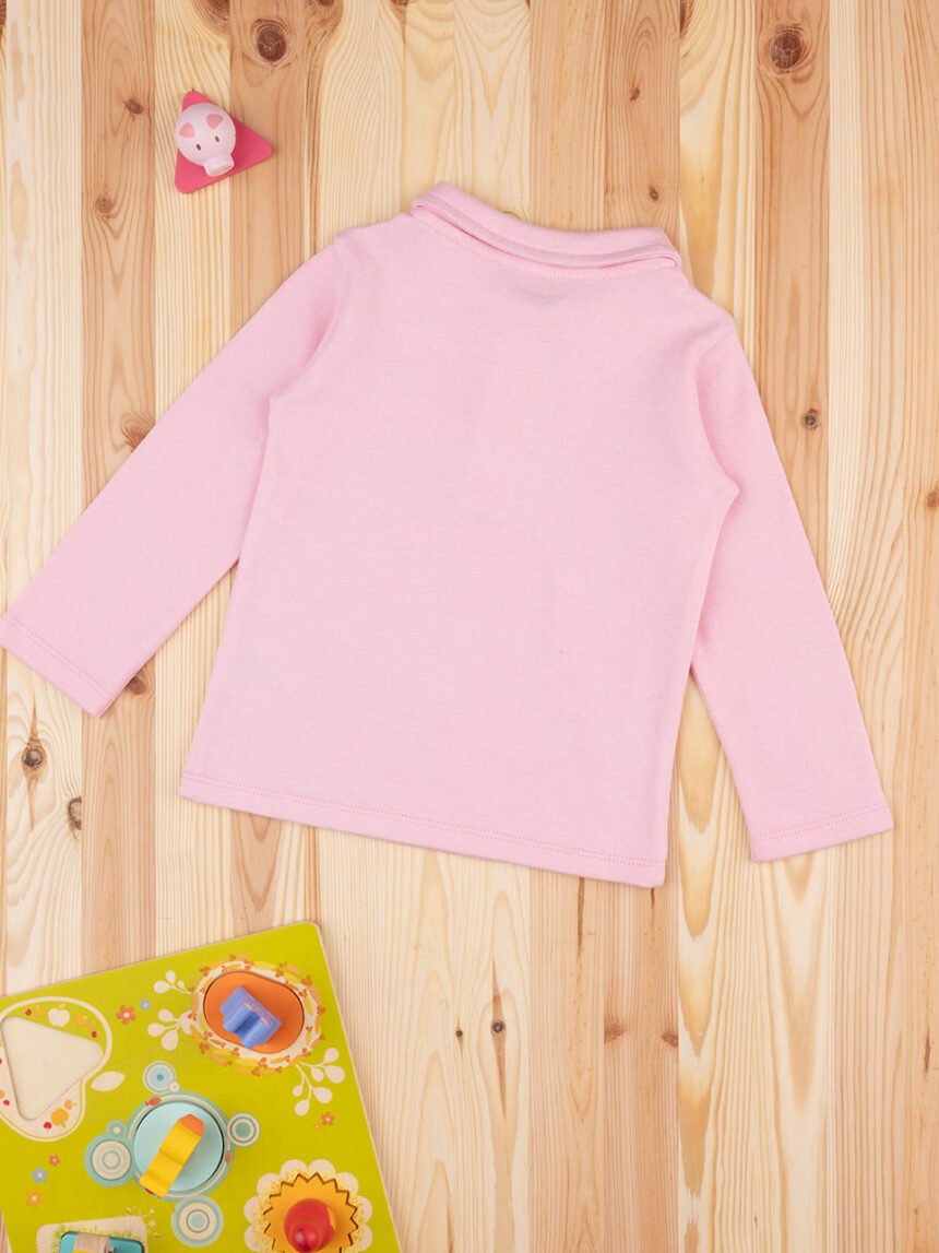 Camisa pólo de interbloqueio rosa de rapariga - Prénatal