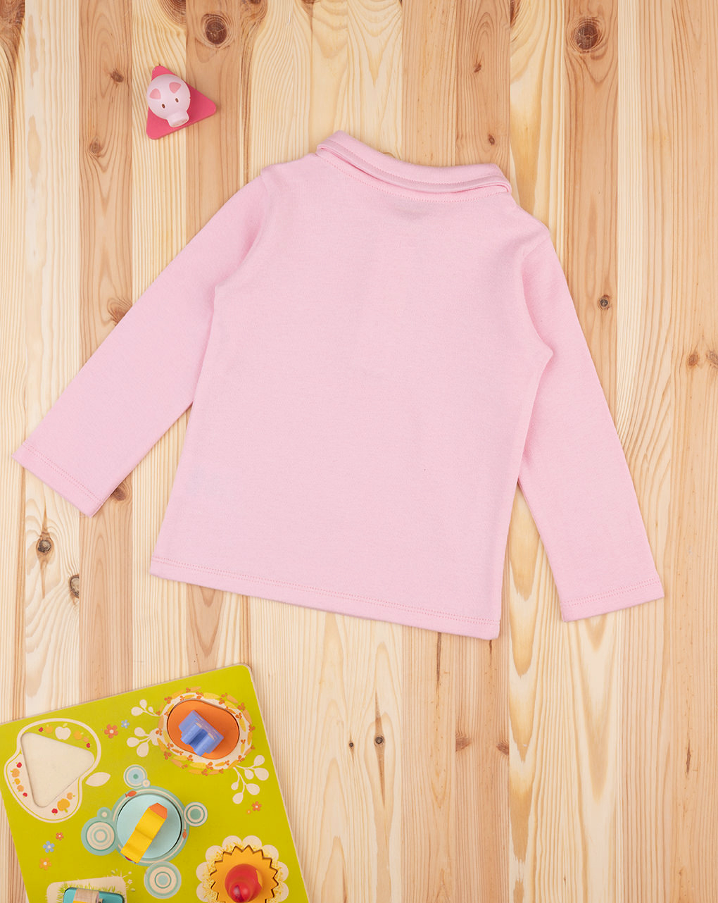 Camisa pólo de interbloqueio rosa de rapariga - Prénatal