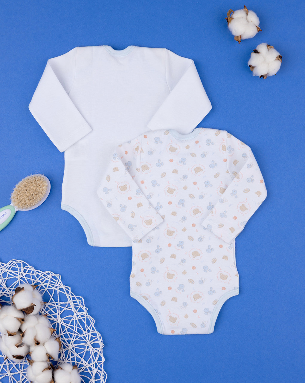 Embalagem de 2 body de algodão de manga comprida para bebé - Prénatal