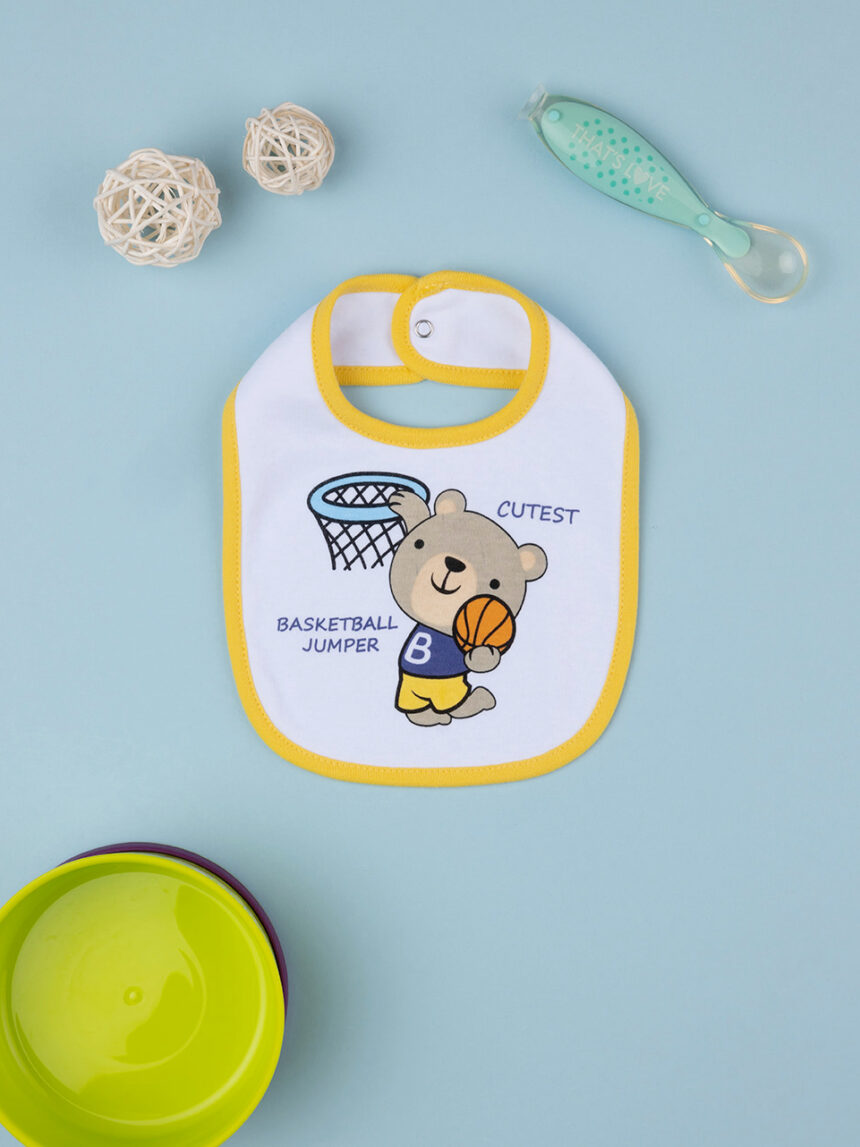 Baby bibe 'basketball' amarelo - Prénatal