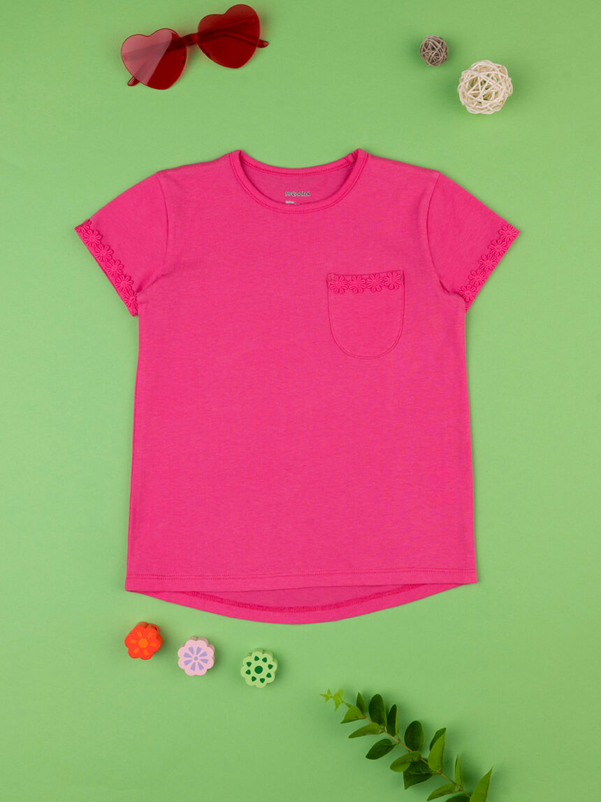 T-shirt 100% algodão para raparigas rosa - Prénatal