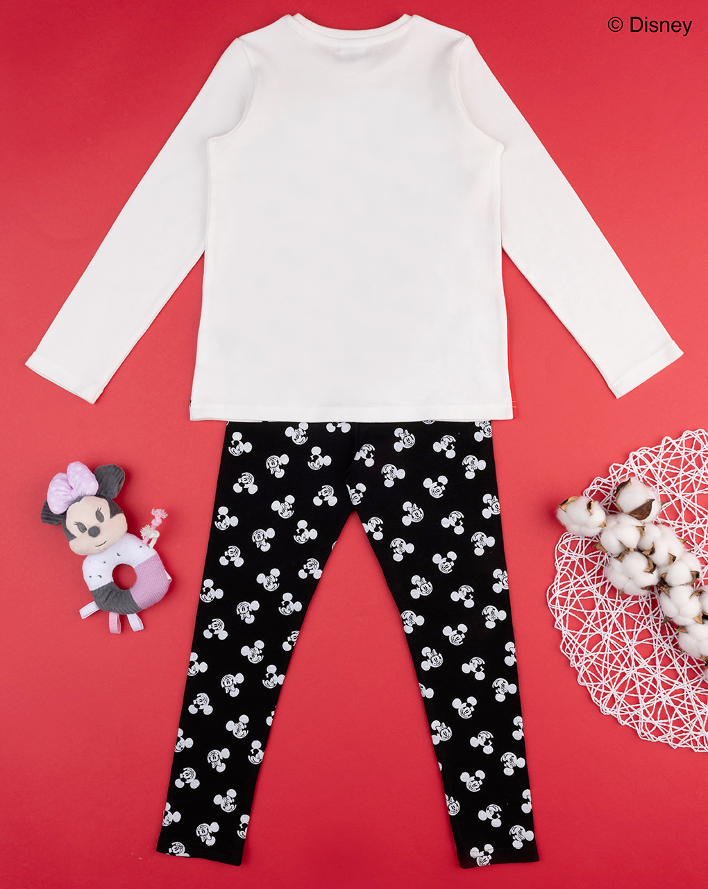Pijama de menina "minnie" preto/branco - Prénatal