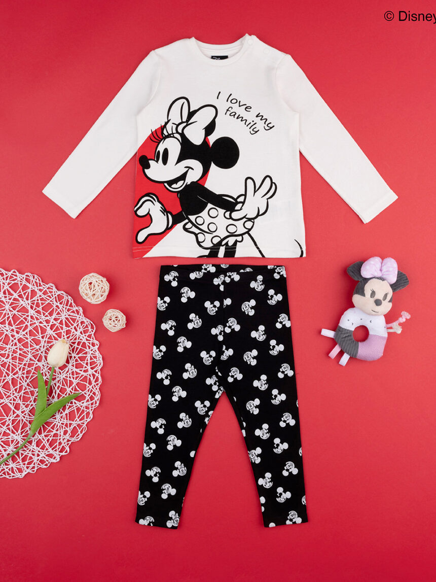 Pijama de menina "minnie" preto/branco - Prénatal
