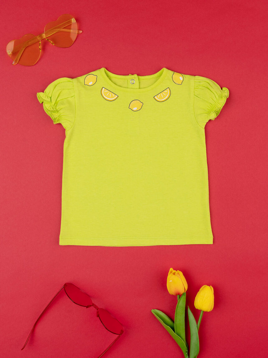 T-shirt para raparigas amarelo fluorescente - Prénatal