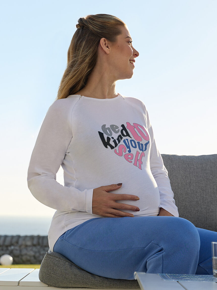 T-shirt allattamento pré-maman seja gentil consigo - Prénatal