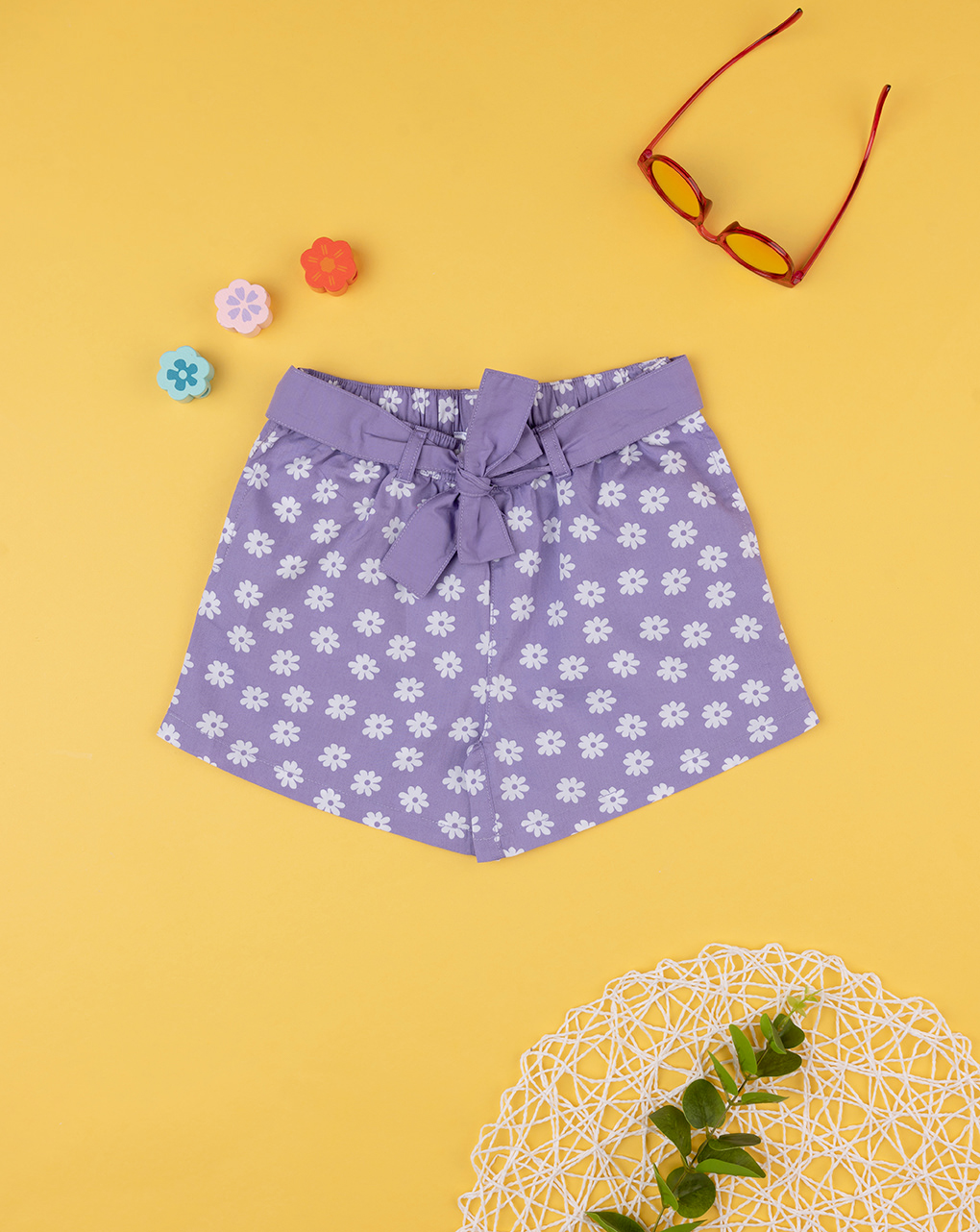 Shorts 100% algodão menina fundo lilás - Prénatal
