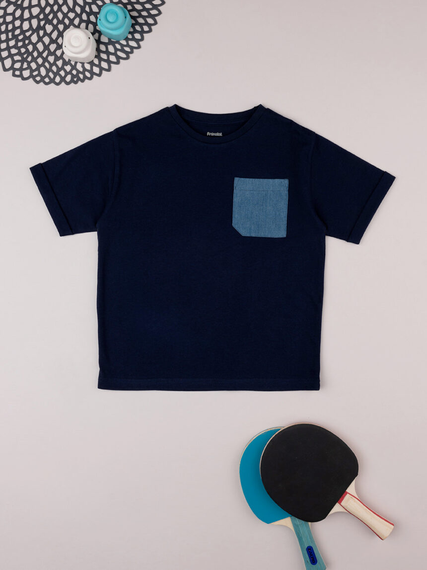 T-shirt de bolso falsa azul bebé - Prénatal