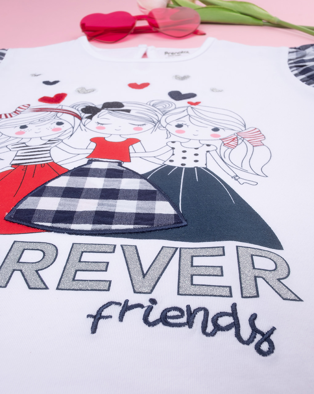 T-shirt casual em camisola para raparigas fundo branco "forever friends" - Prénatal