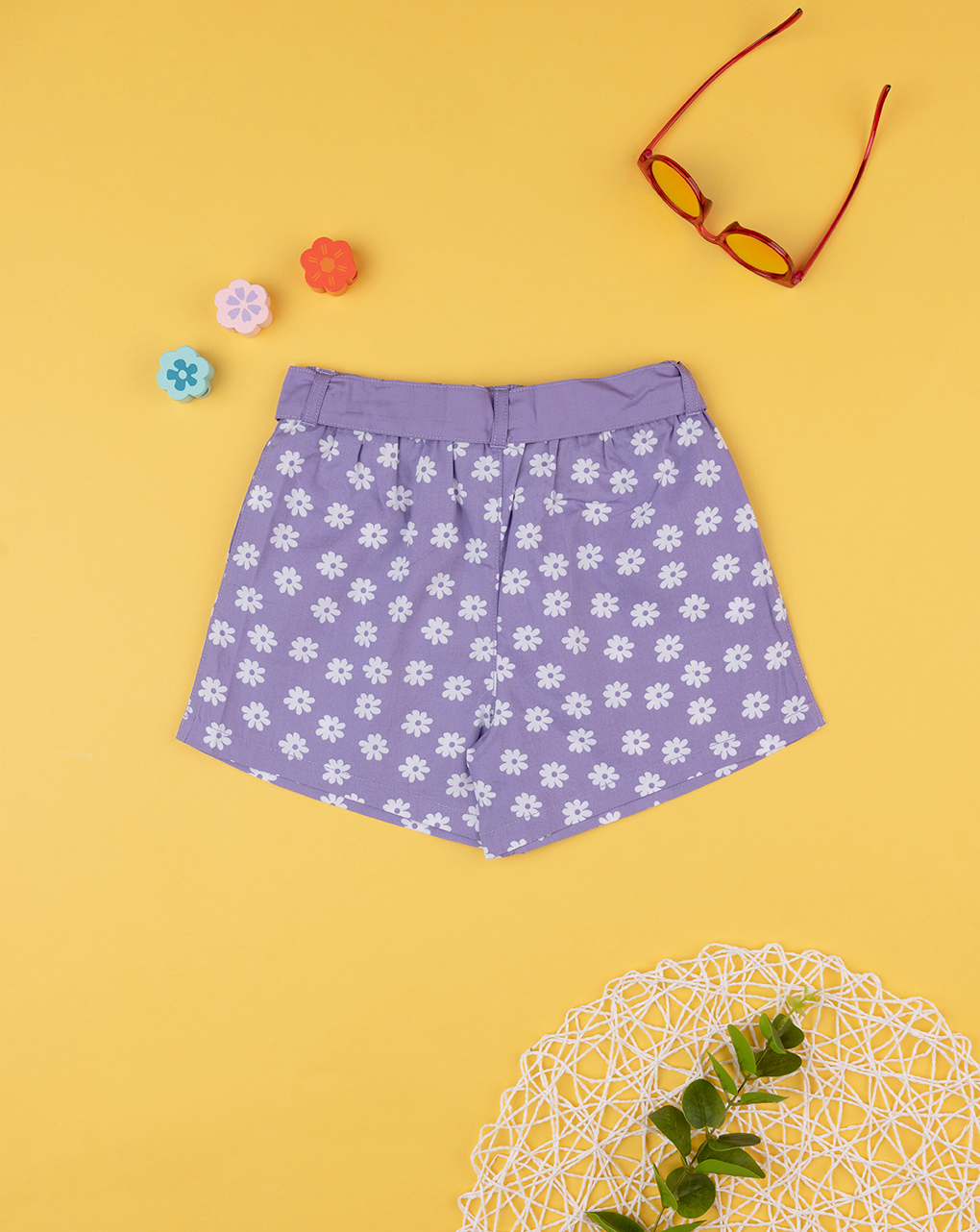 Shorts 100% algodão menina fundo lilás - Prénatal