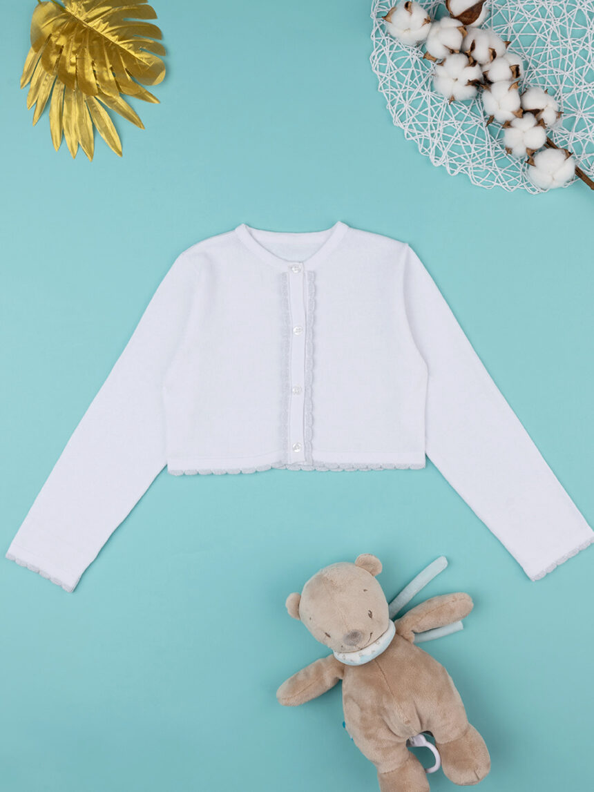 O elegante casaco de tricot branco de menina - Prénatal
