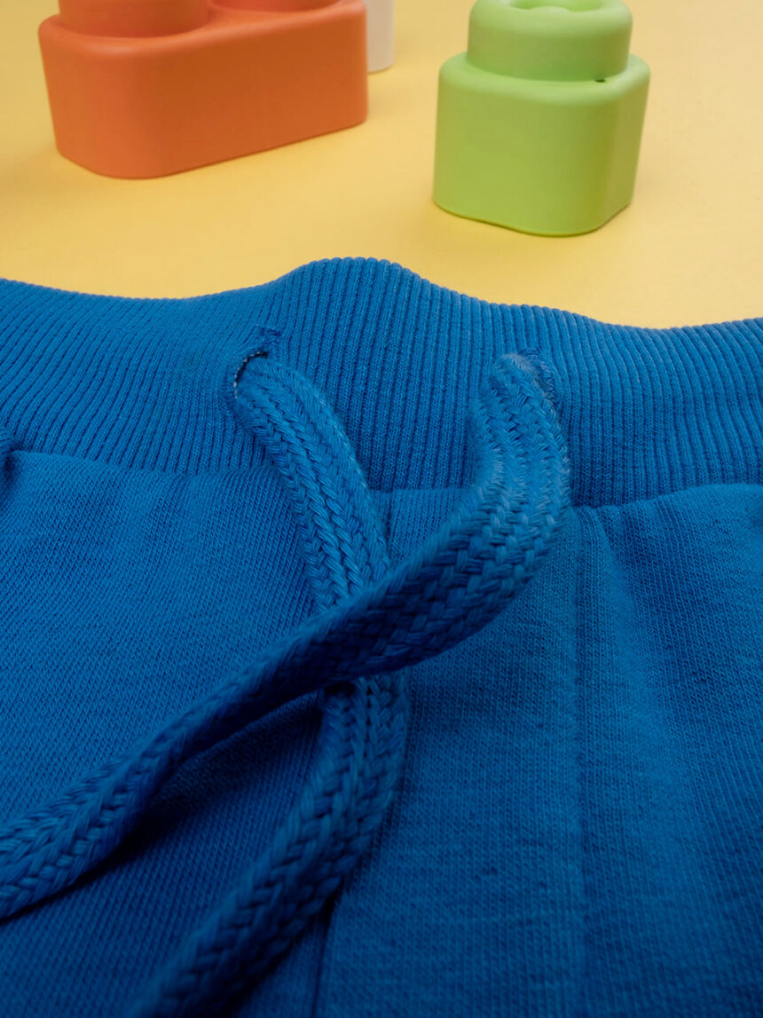 Calças básicas de felpa francesa para crianças em azul eléctrico - Prénatal