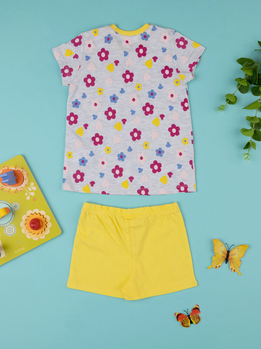 Pijama amarelo/cinzento de menina - Prénatal