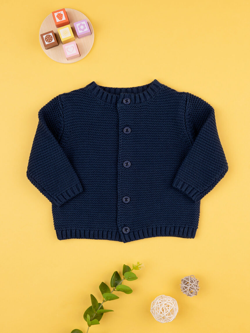 Tricot tricot azul cardigan bebé básico - Prénatal