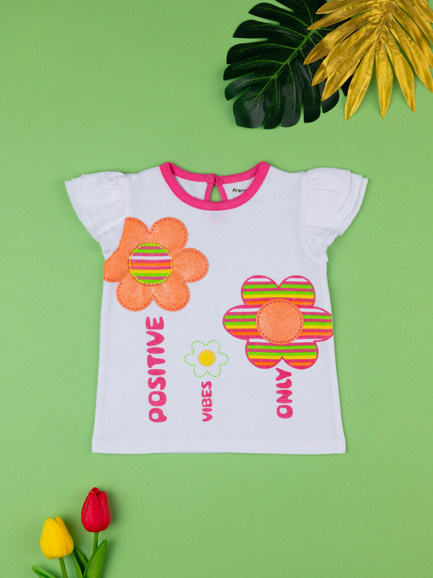 T-shirt para rapariga "positive vibes flowers" - Prénatal