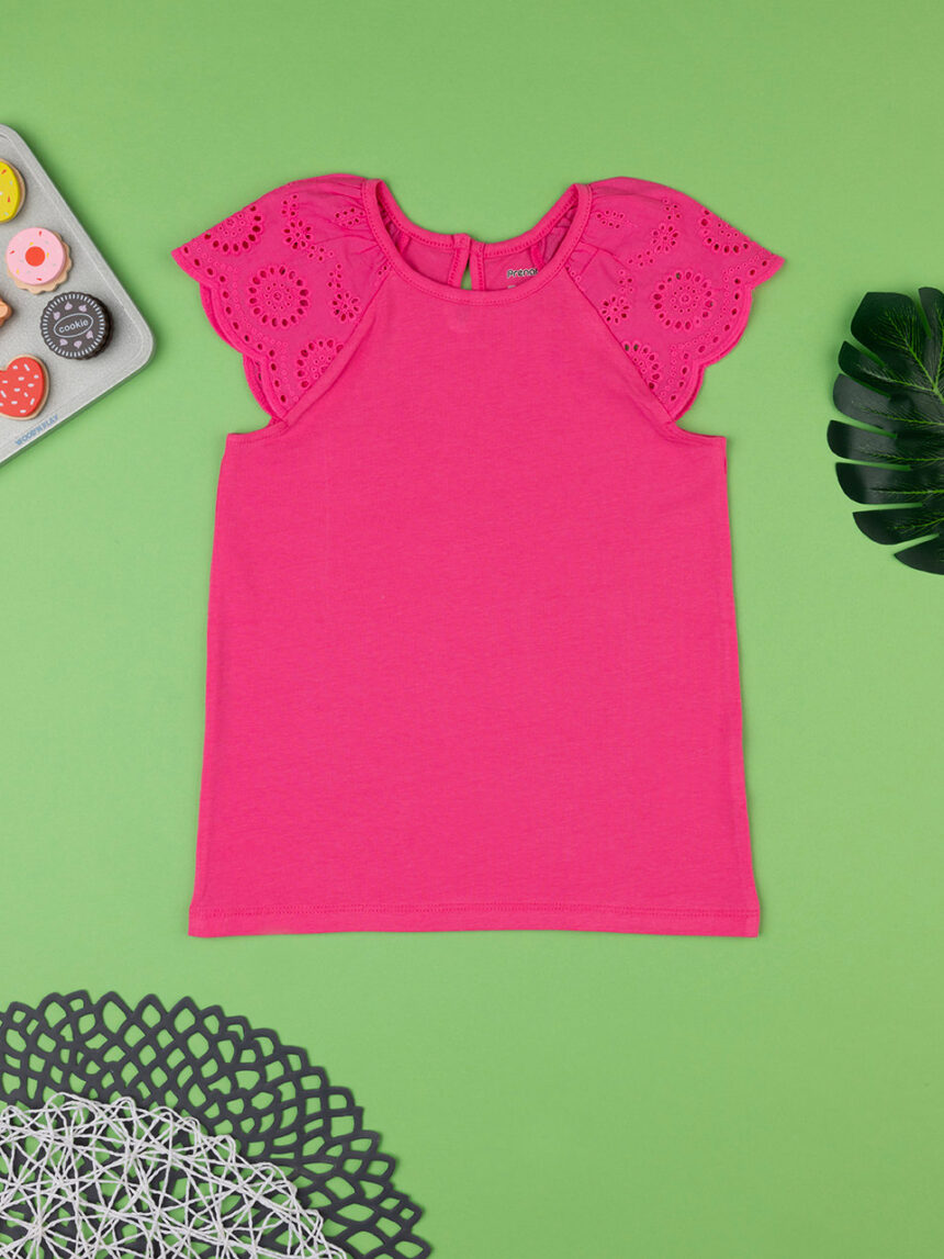 T-shirt casual para raparigas sangallo rosa - Prénatal