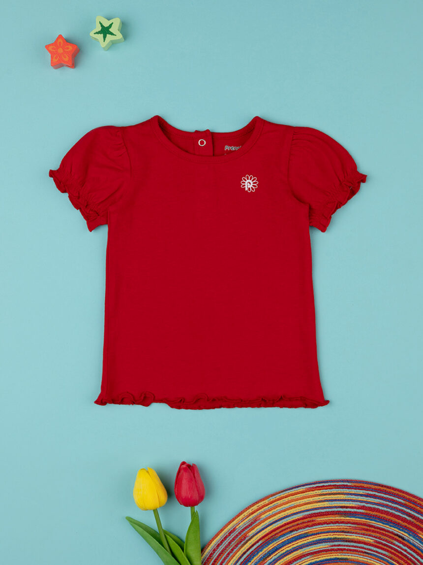 T-shirt de manga curta vermelha logótipo de menina bebé - Prénatal