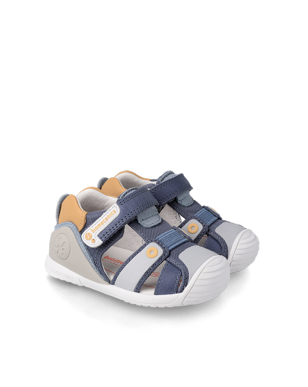 Sandália desportiva para crianças biomecanics azul, laranja e cinzento - Garvalin