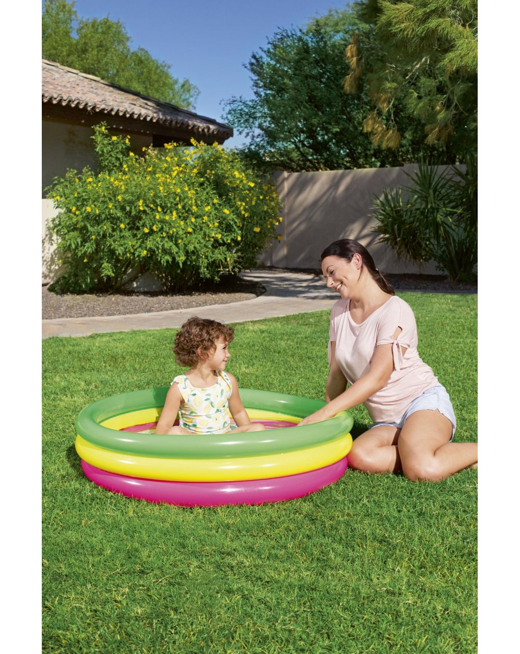 Summer 3 rings pool color with inflatable bottom 102x25 cm - bestway - Bestway