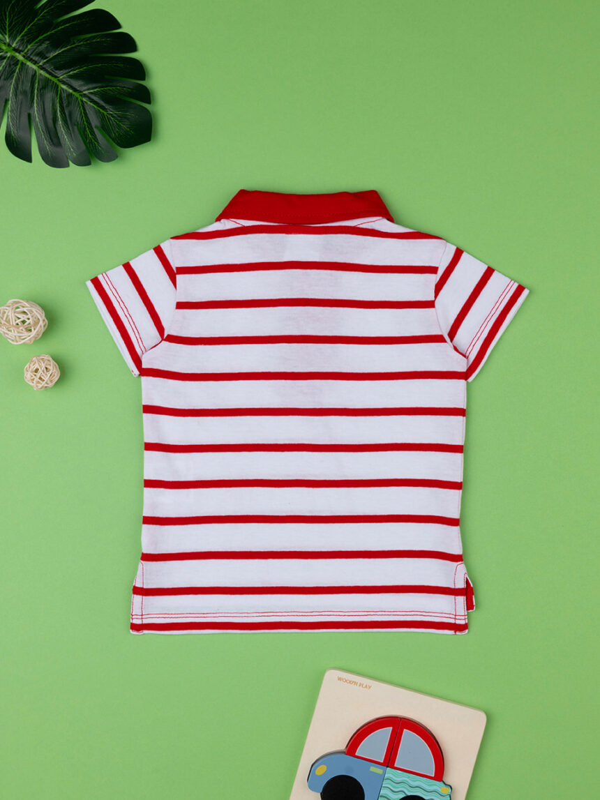 Camisa pólo bebé às riscas vermelhas - Prénatal