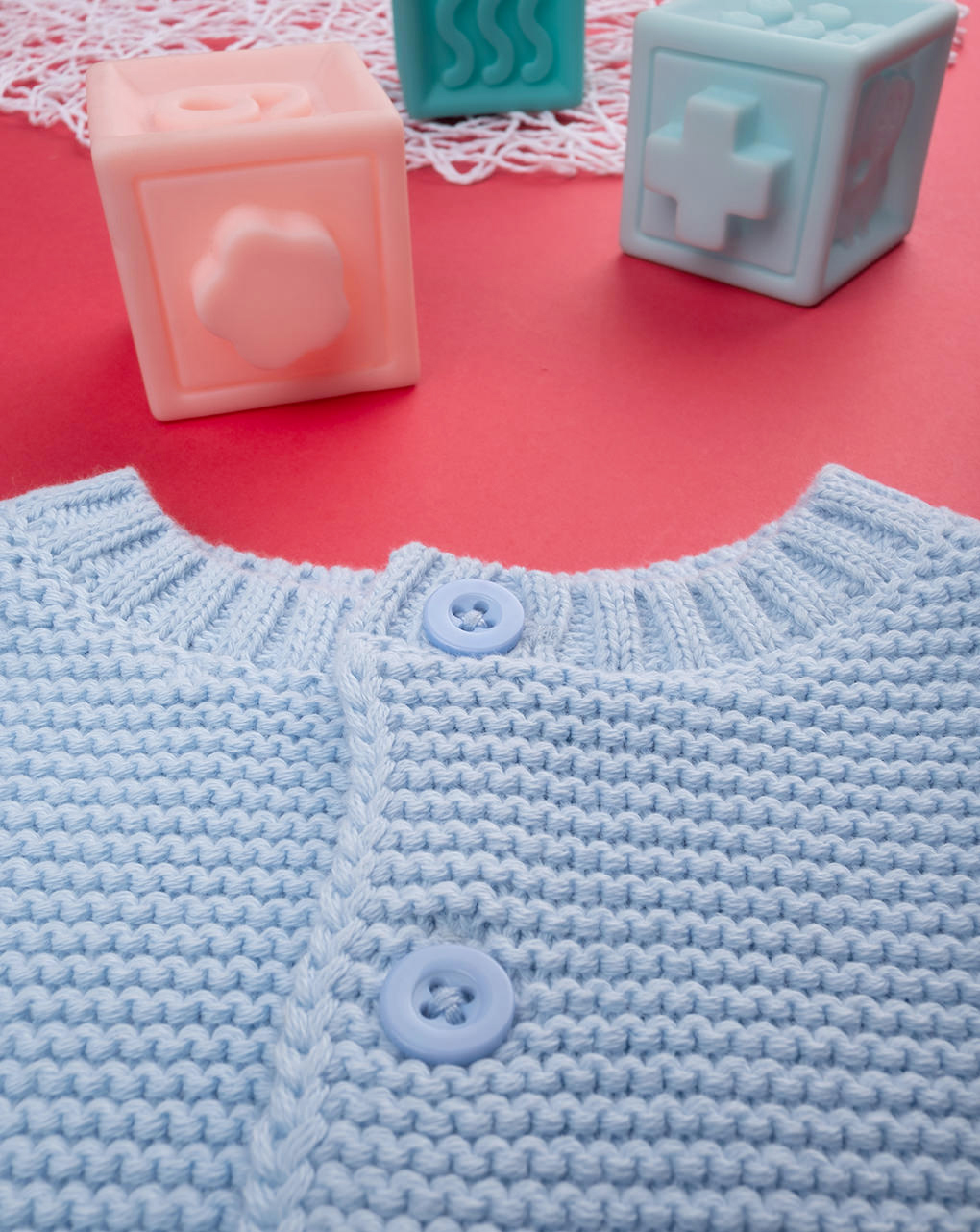 Cardigã tricot azul claro para bebé - Prénatal