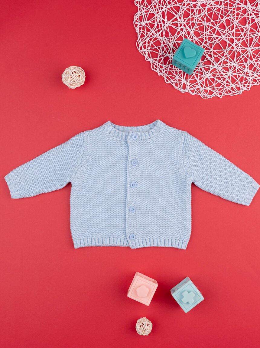 Cardigã tricot azul claro para bebé - Prénatal