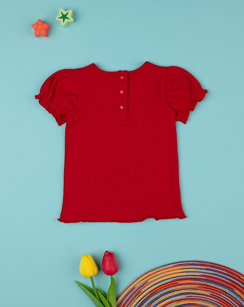 T-shirt de manga curta vermelha logótipo de menina bebé - Prénatal