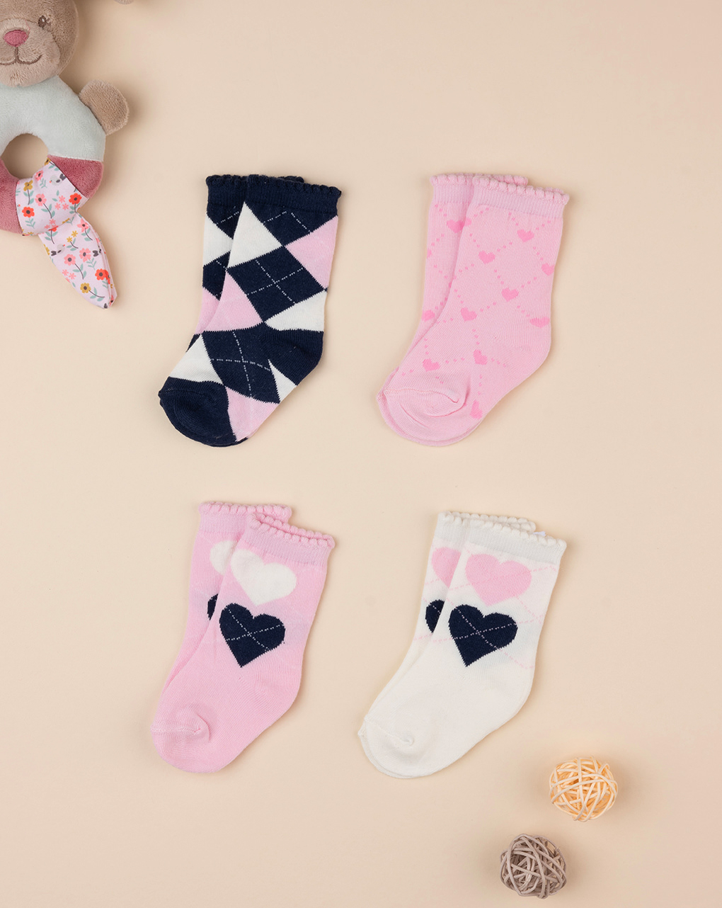 Pack 4 pares de meias de bebé burlington - Prénatal
