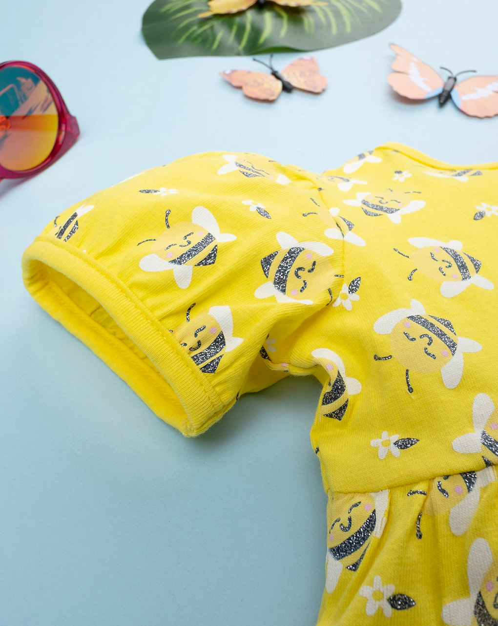 Vestido de verão com padrão de meia manga de rapariga - Prénatal