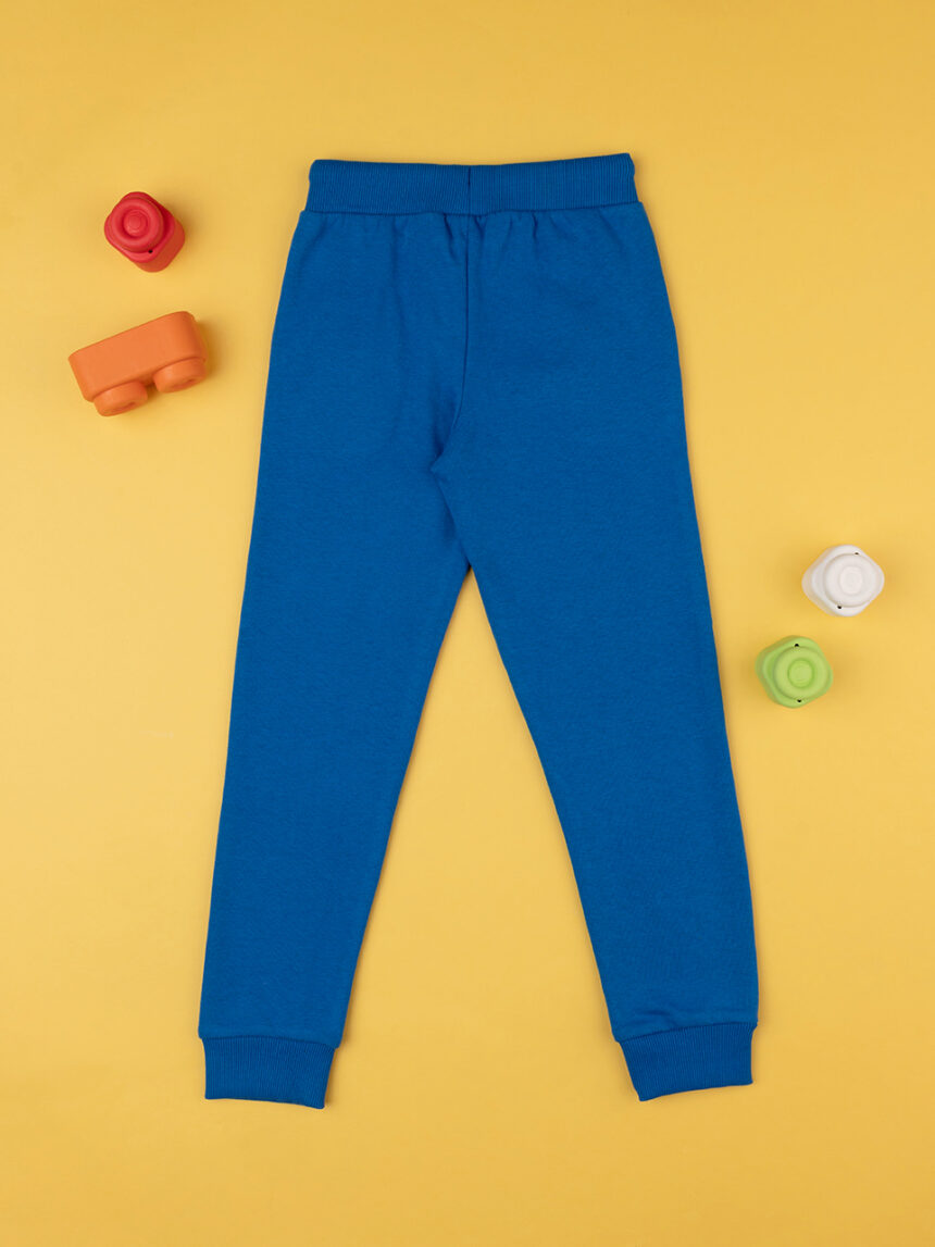 Calças básicas de felpa francesa para crianças em azul eléctrico - Prénatal