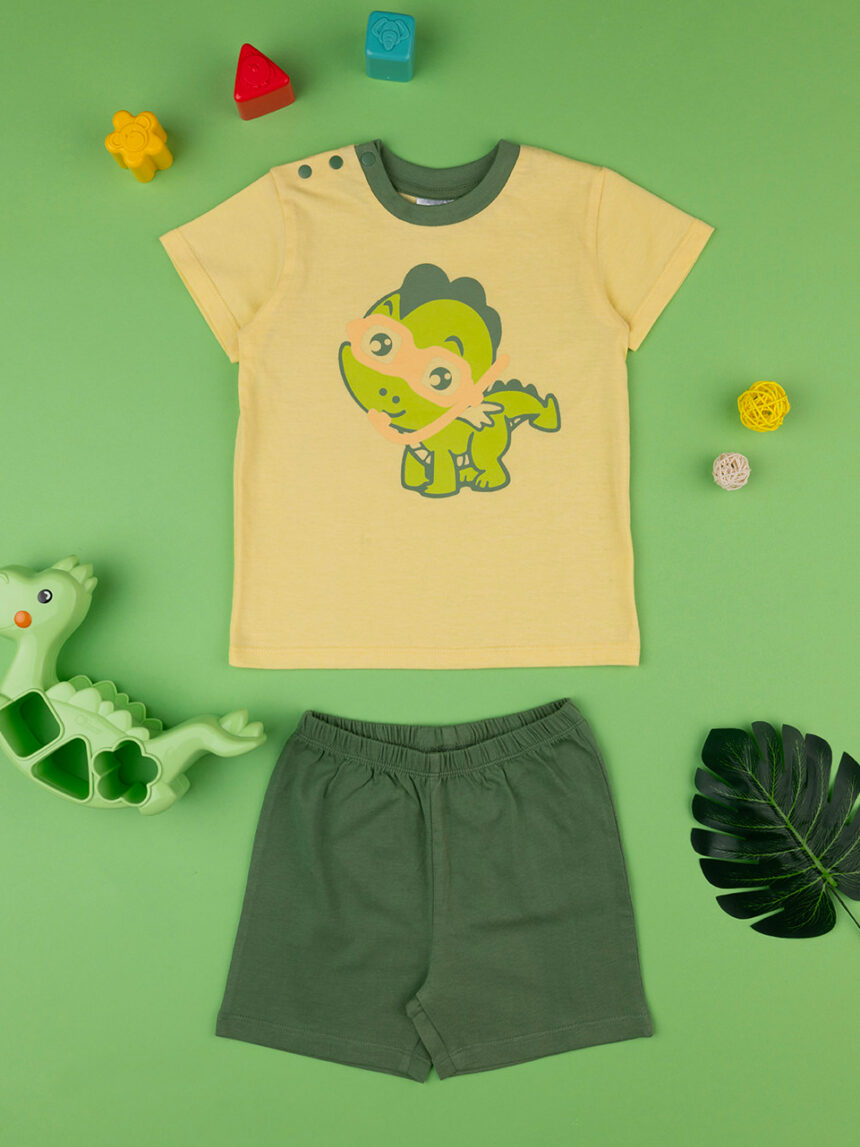 Pijama amarelo/verde de camisola de rapaz - Prénatal