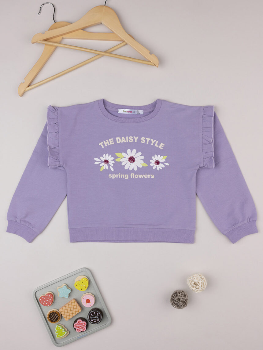 Camisola lilás 'margaridas' de menina algodão orgânico - Prénatal