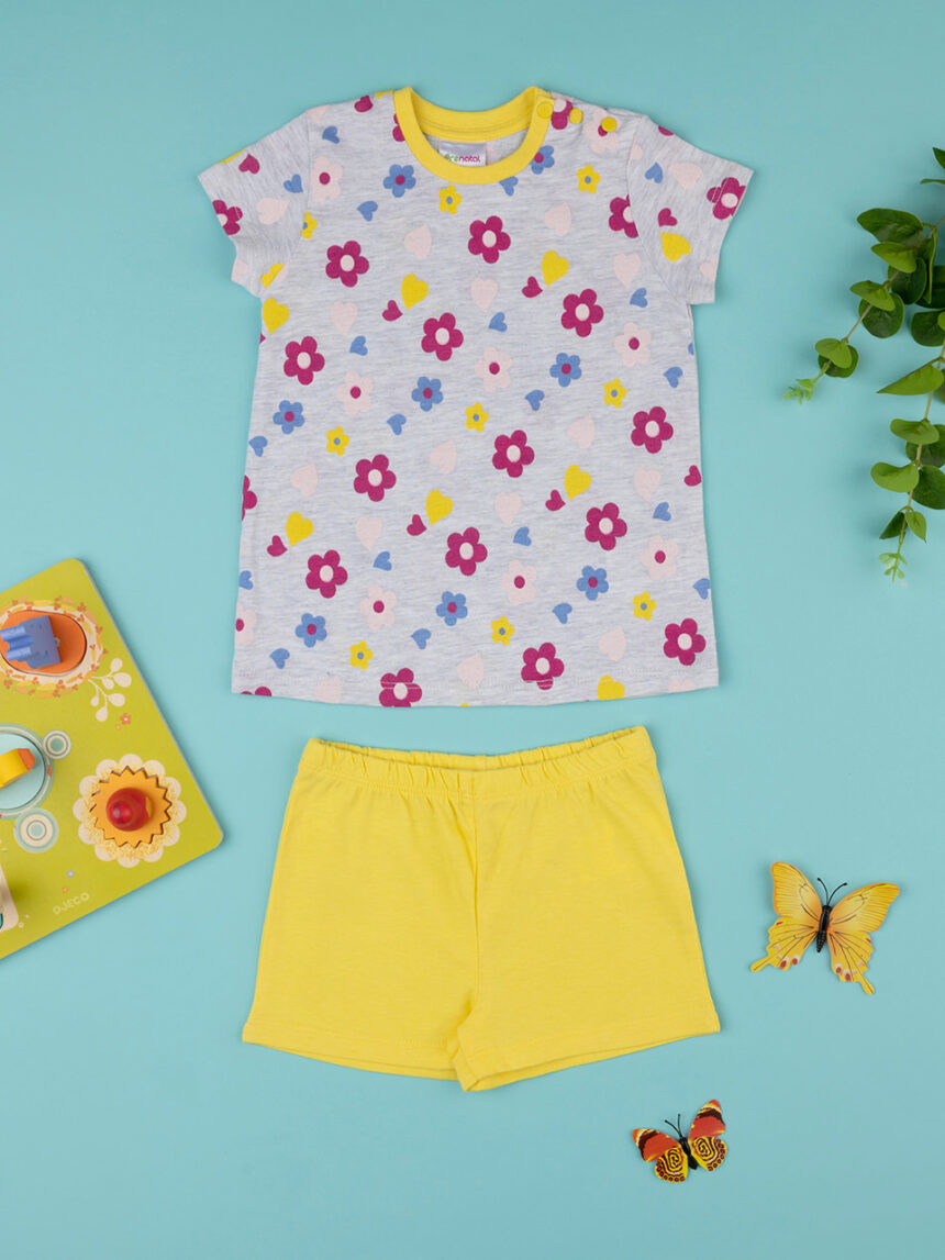Pijama amarelo/cinzento de menina - Prénatal
